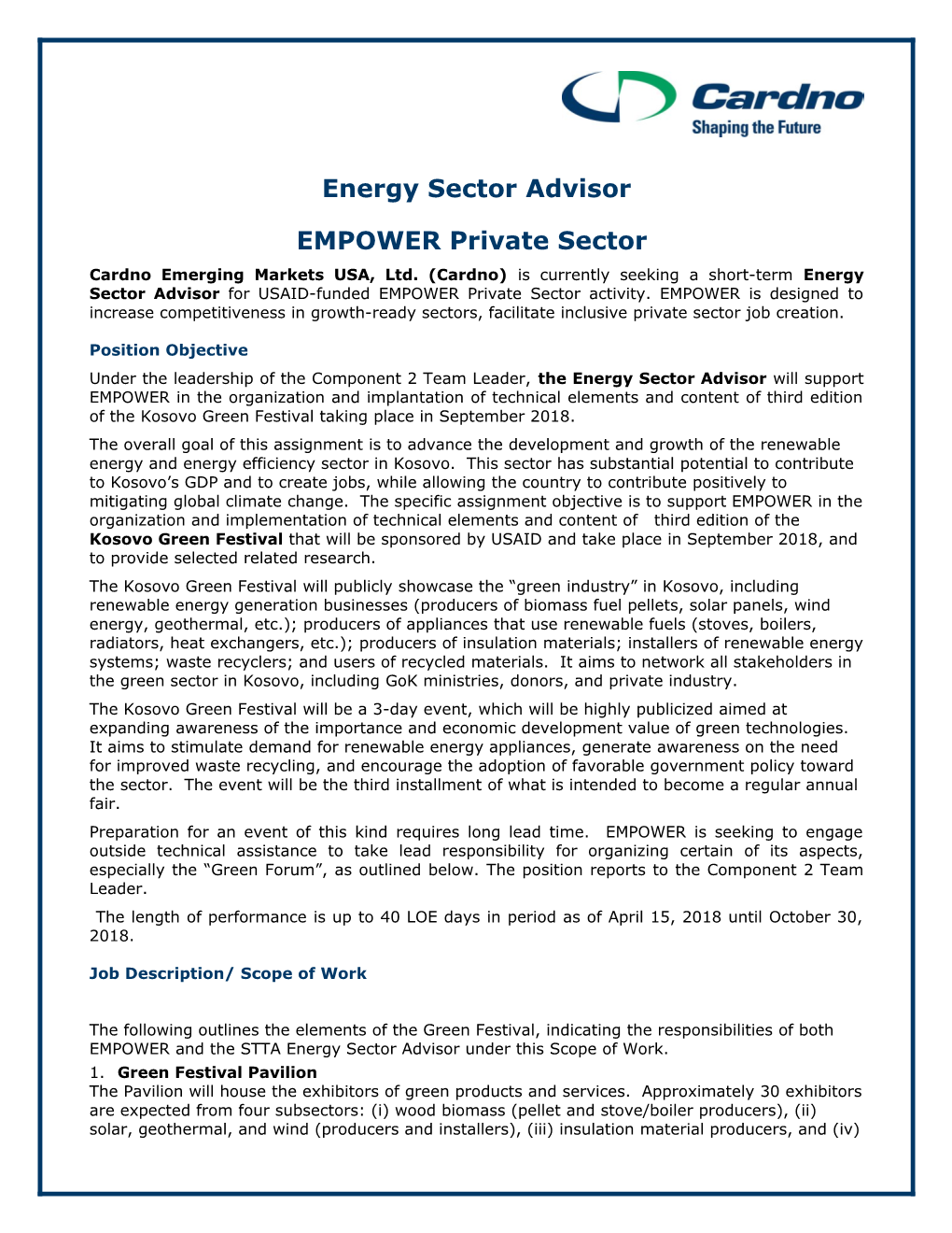 Energy Sector Advisor
