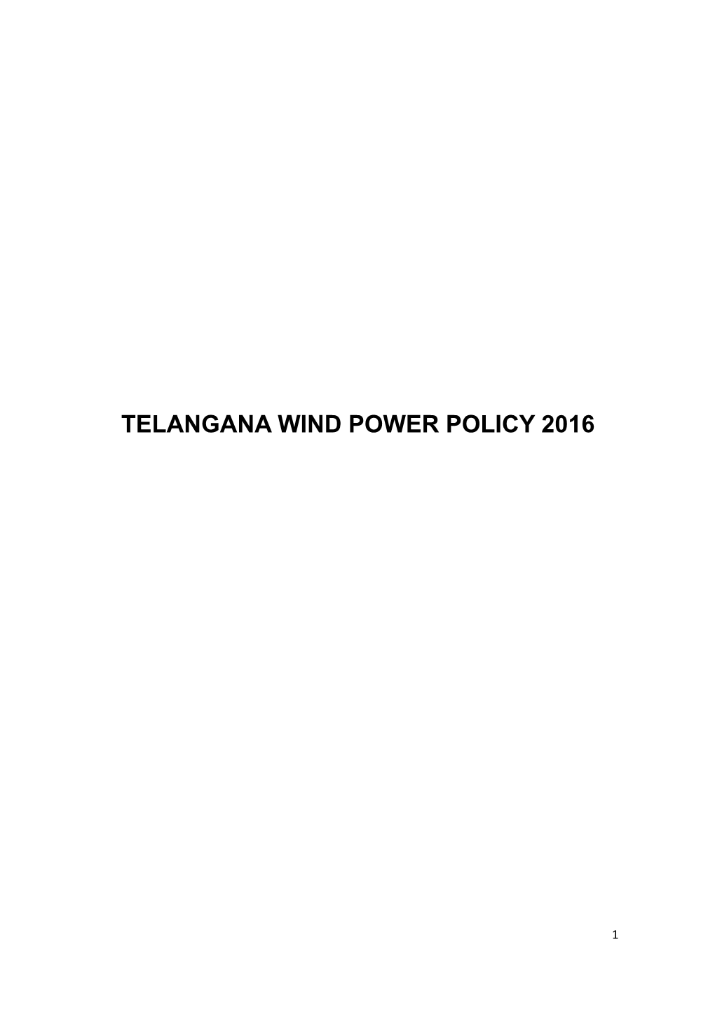 Telangana Wind Power Policy 2016