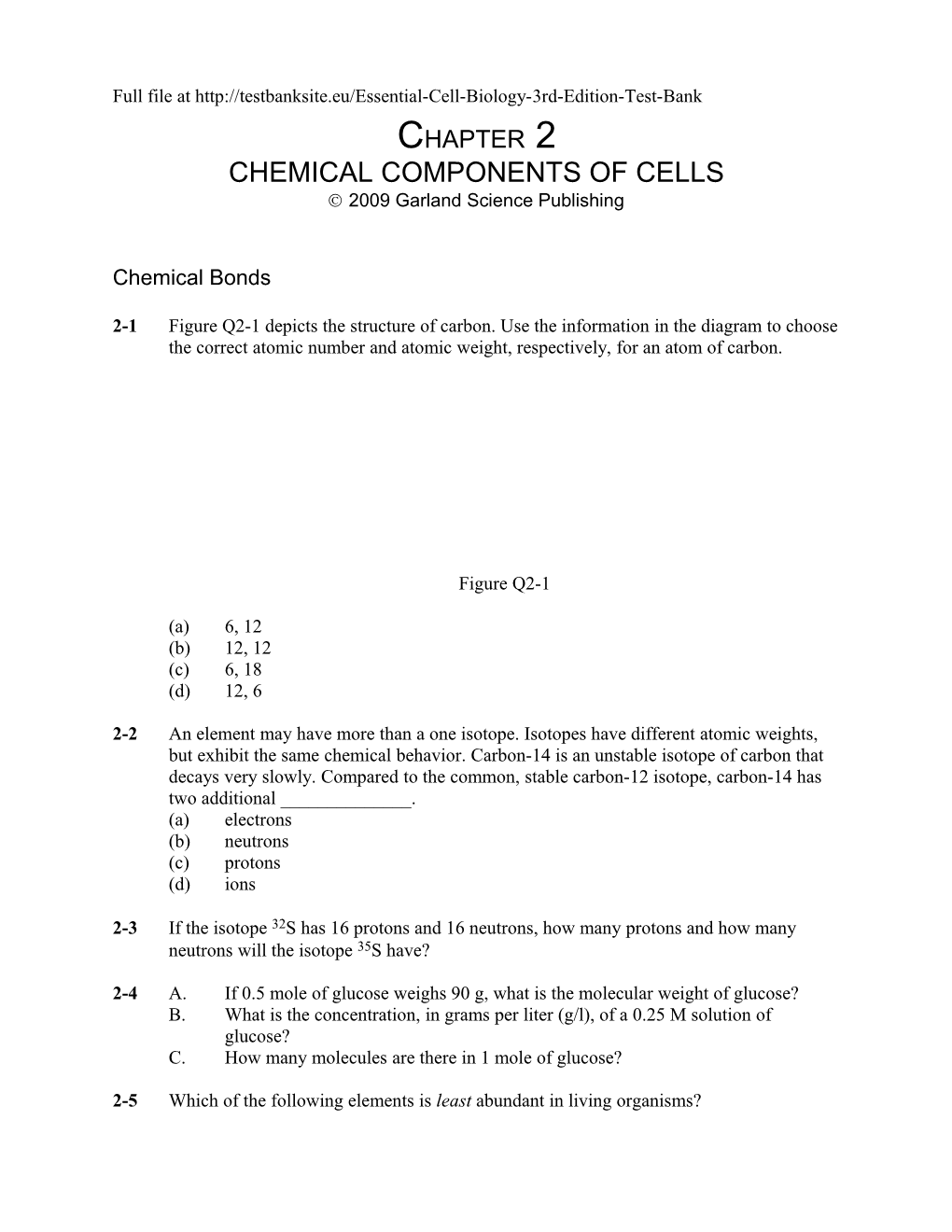 Chapter 2: Chemical Components of Cells