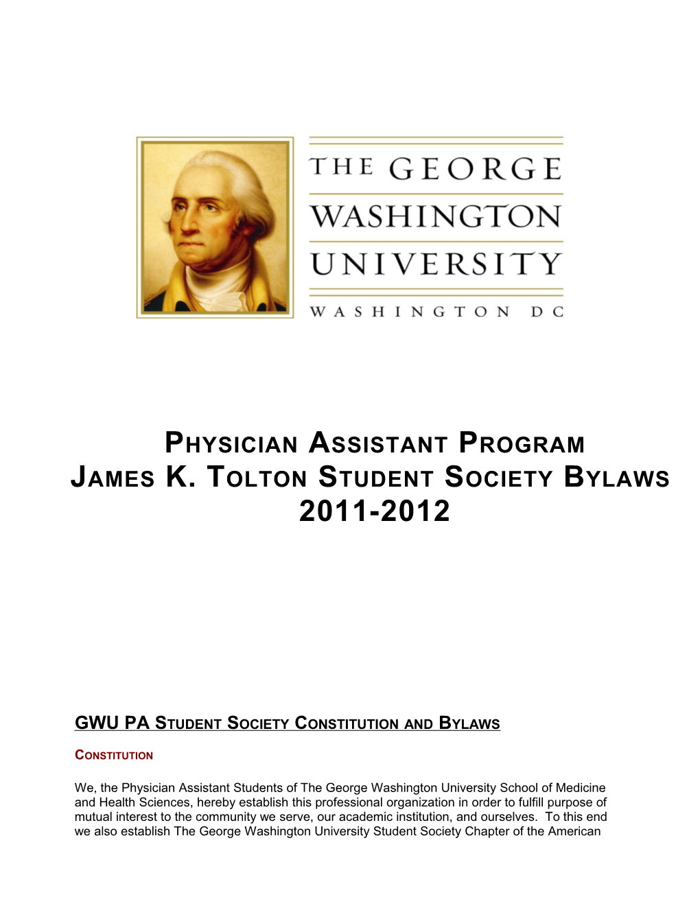 GWU PA Student Society Constitution and Bylaws