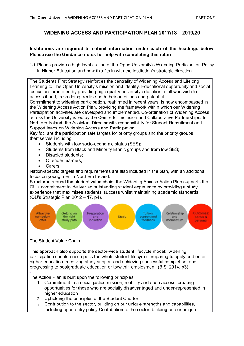 Widening Access and Participation Plan 2017/18 2019/20