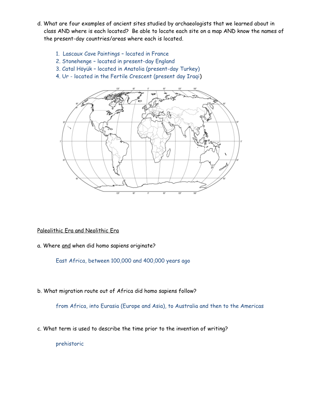 Unit 1 Study Guide Geography and Early Human