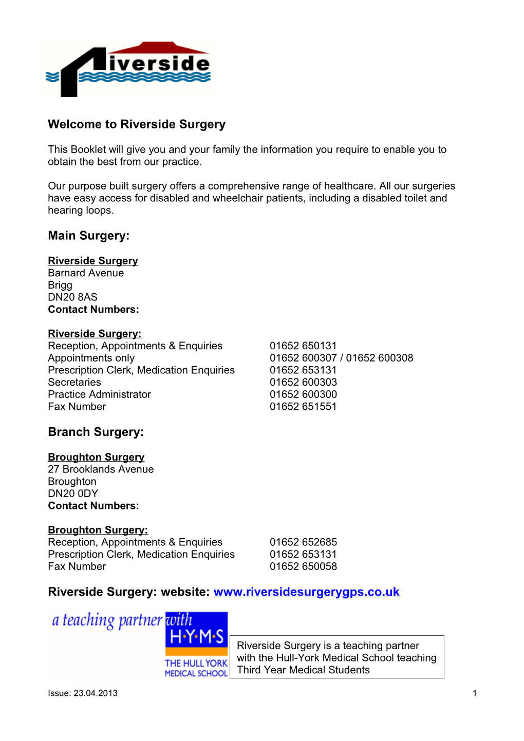 Welcome to Riverside Surgery