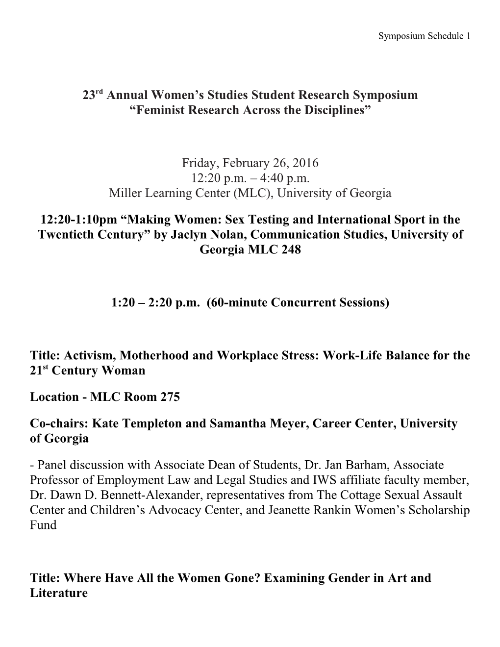 23Rdannual Women S Studiesstudent Research Symposium