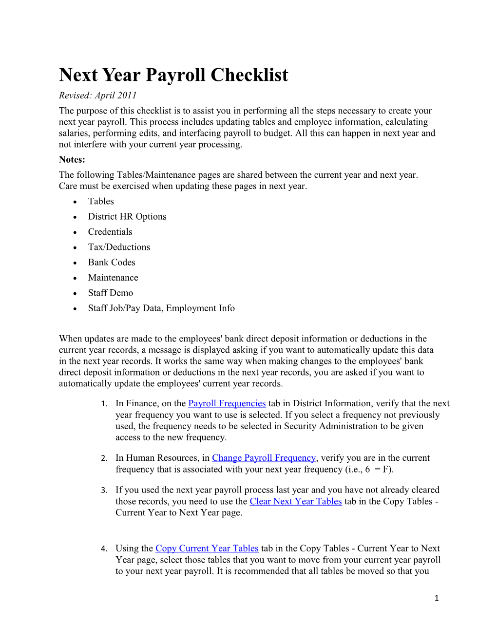 Next Year Payroll Checklist