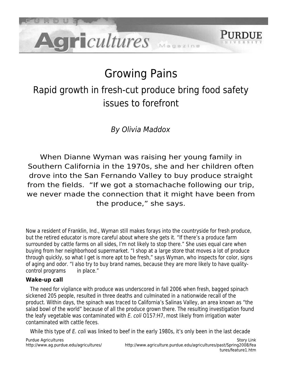 Rapid Growth in Fresh-Cut Produce Bring Food Safety Issues to Forefront