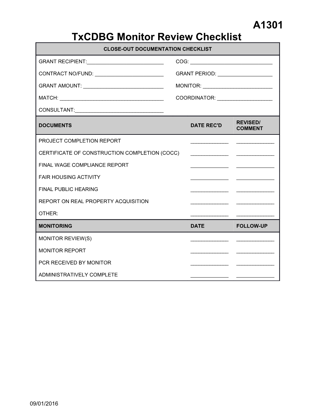 Txcdbg Monitor Review Checklist