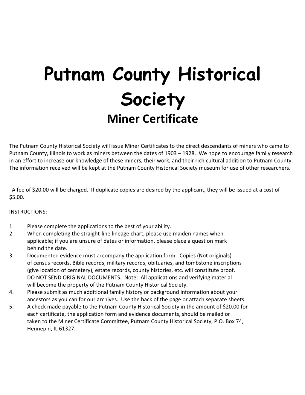 Putnam County Historical Society