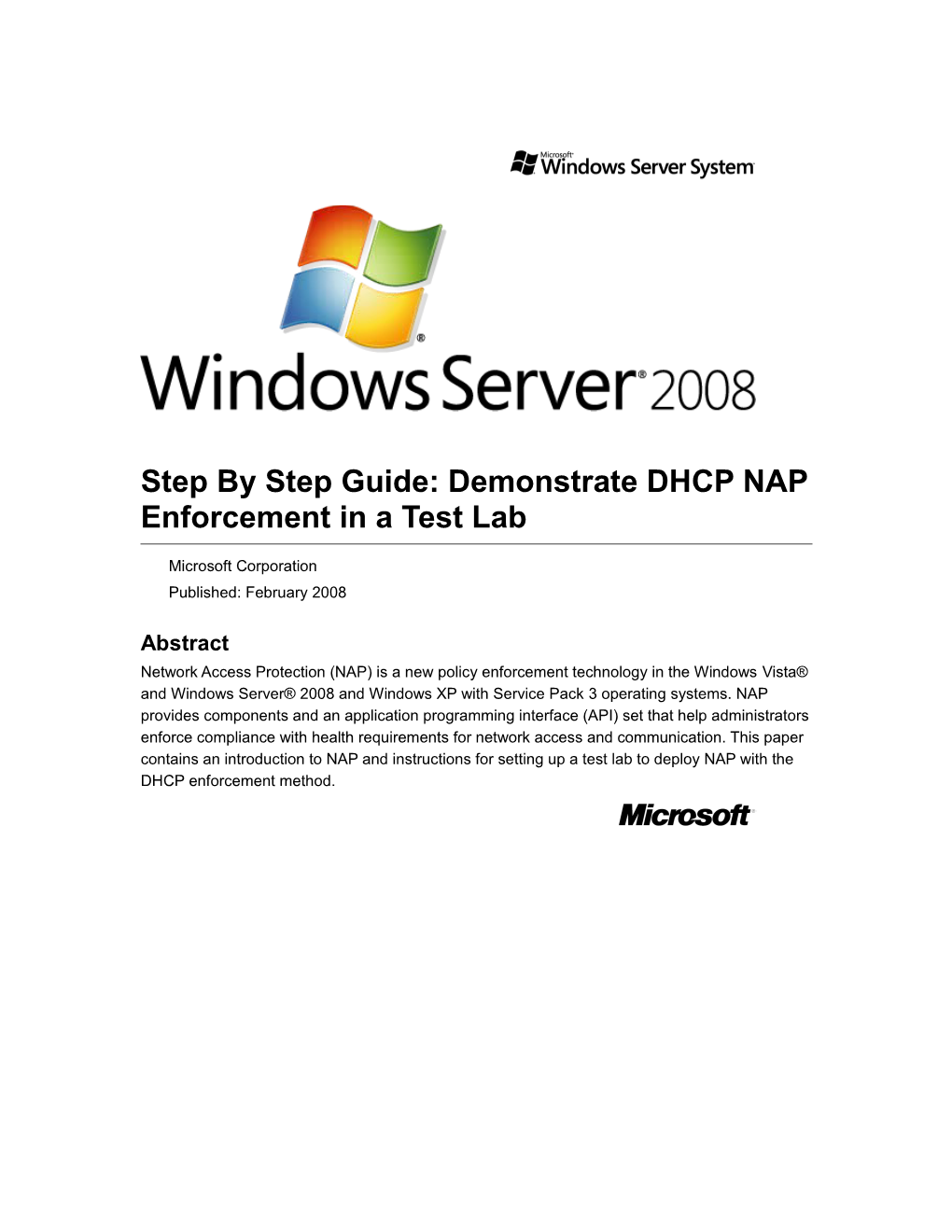 Step by Step Guide: Demonstrate DHCP NAP Enforcement in a Test Lab