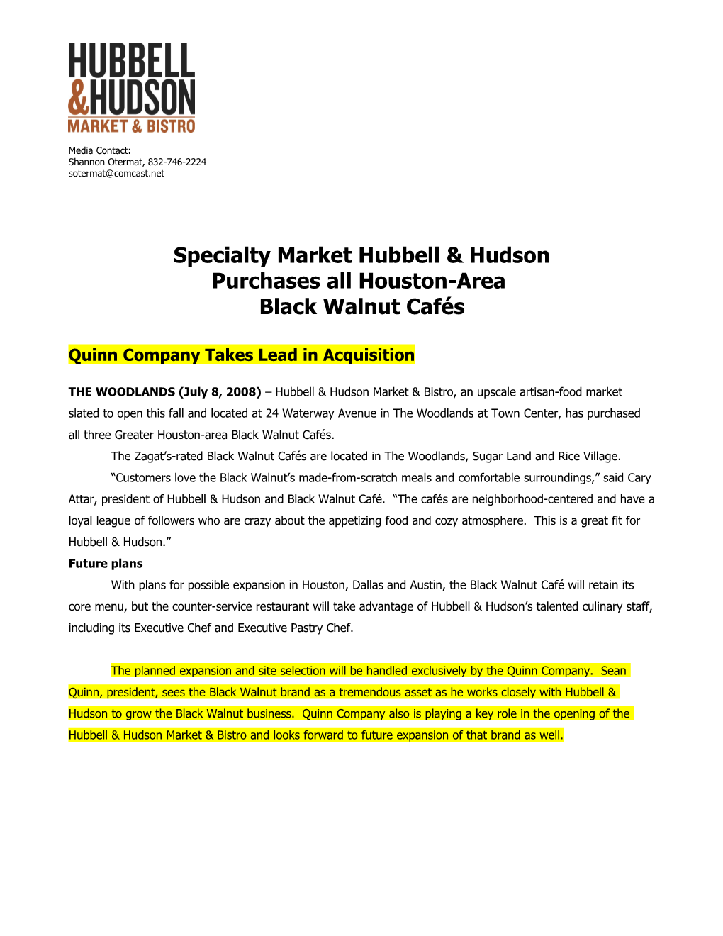 Specialty Market Hubbell & Hudson