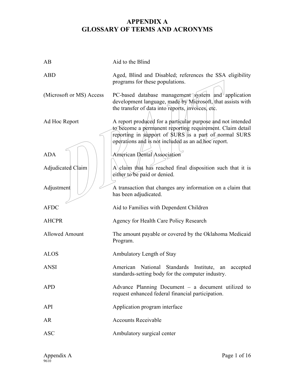 Glossary of Terms and Acronyms