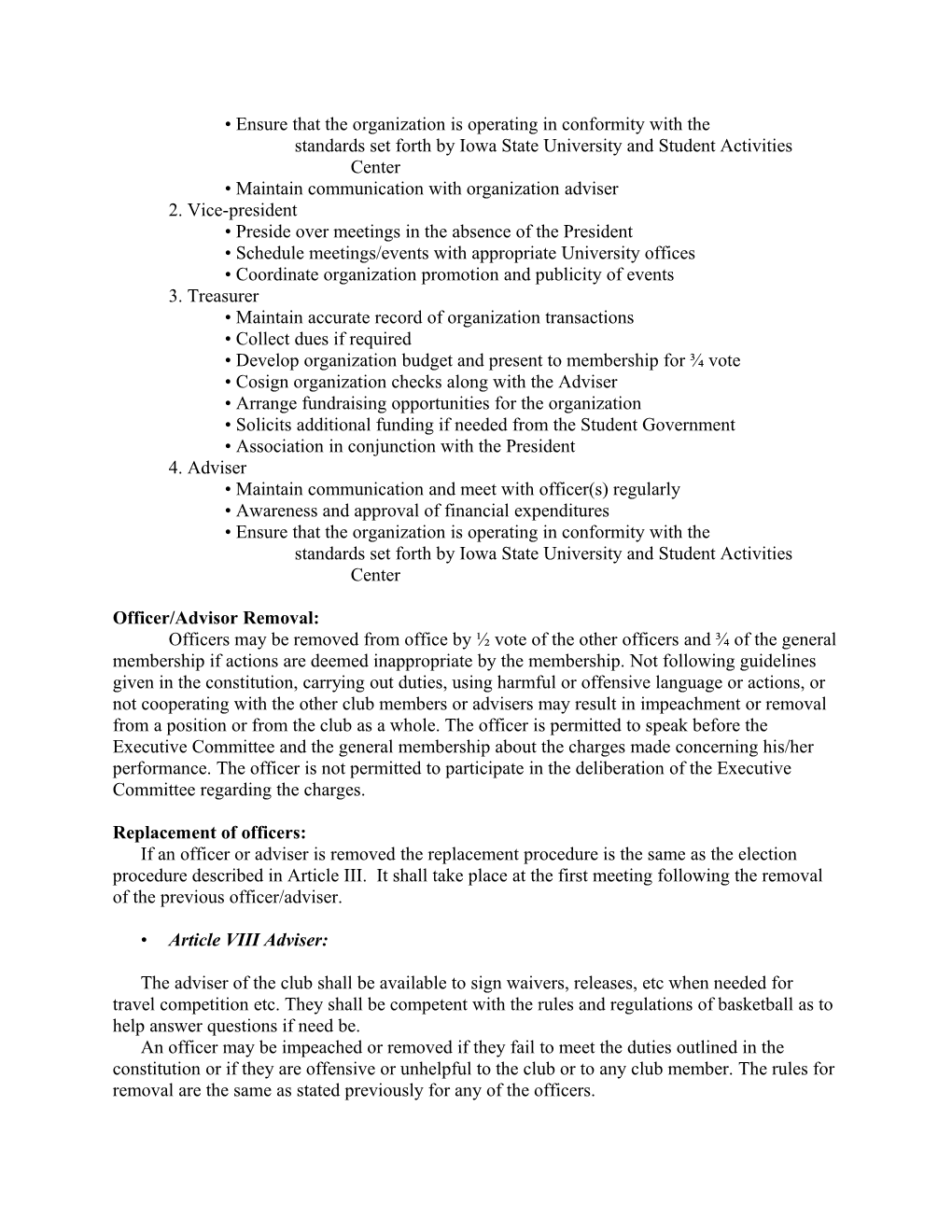 Iowa State University Women S Basketball Club Official Constitution