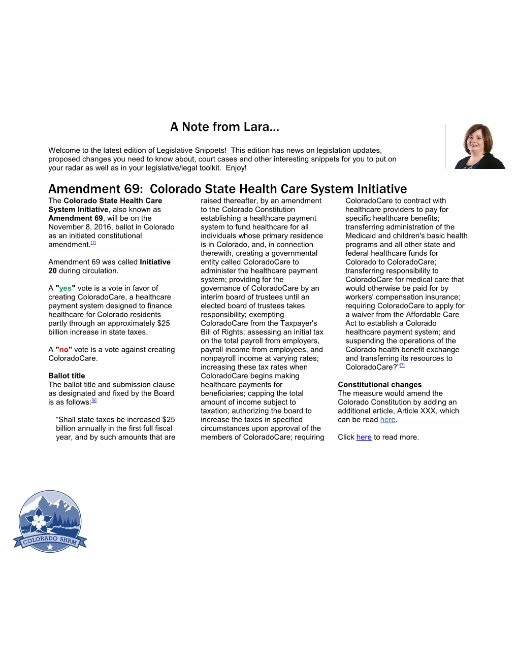 Amendment 69: Colorado State Health Care System Initiative