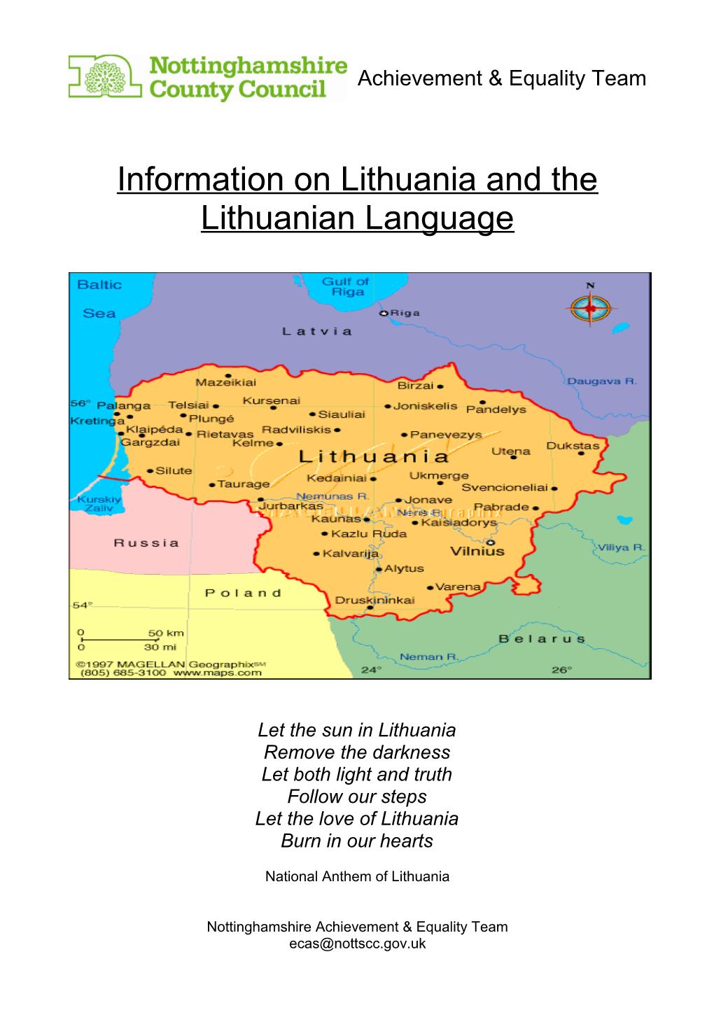 Information on Lithuania and the Lithuanian Language