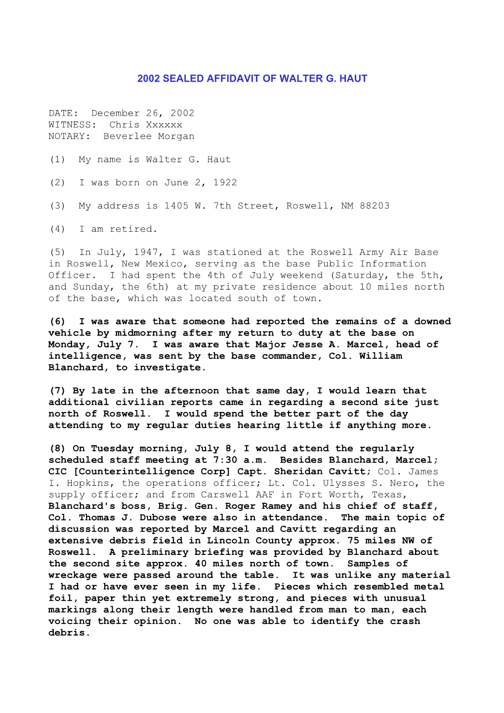 2002 Sealed Affidavit of Walter G