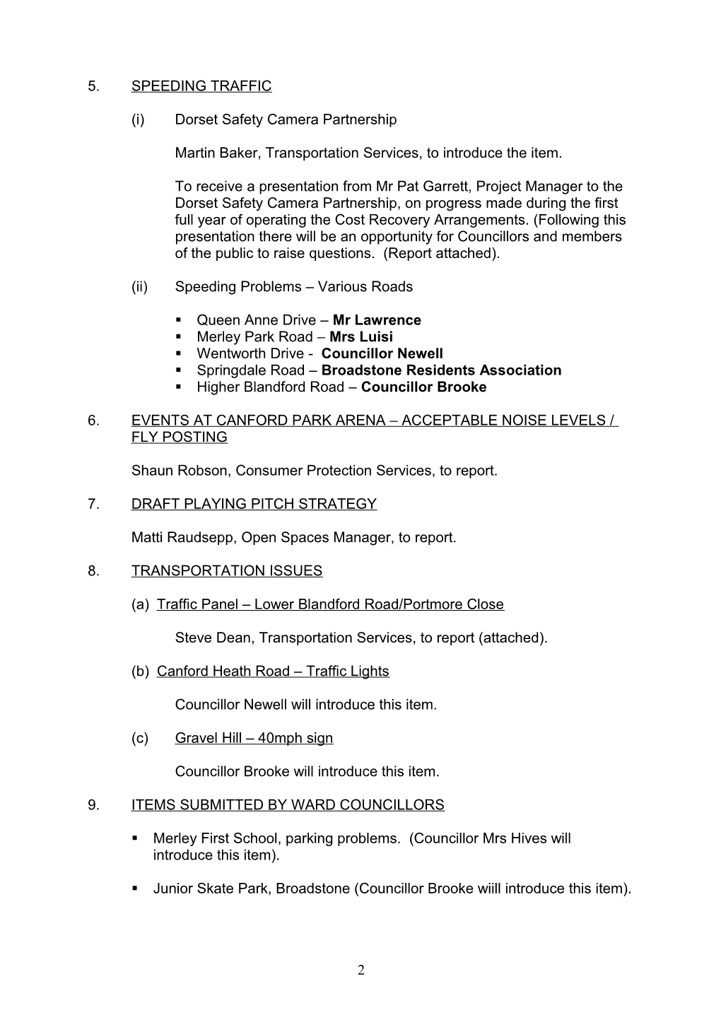 Agenda - Broadstone Merley and Bearwood Area Committee - 12 November 2003