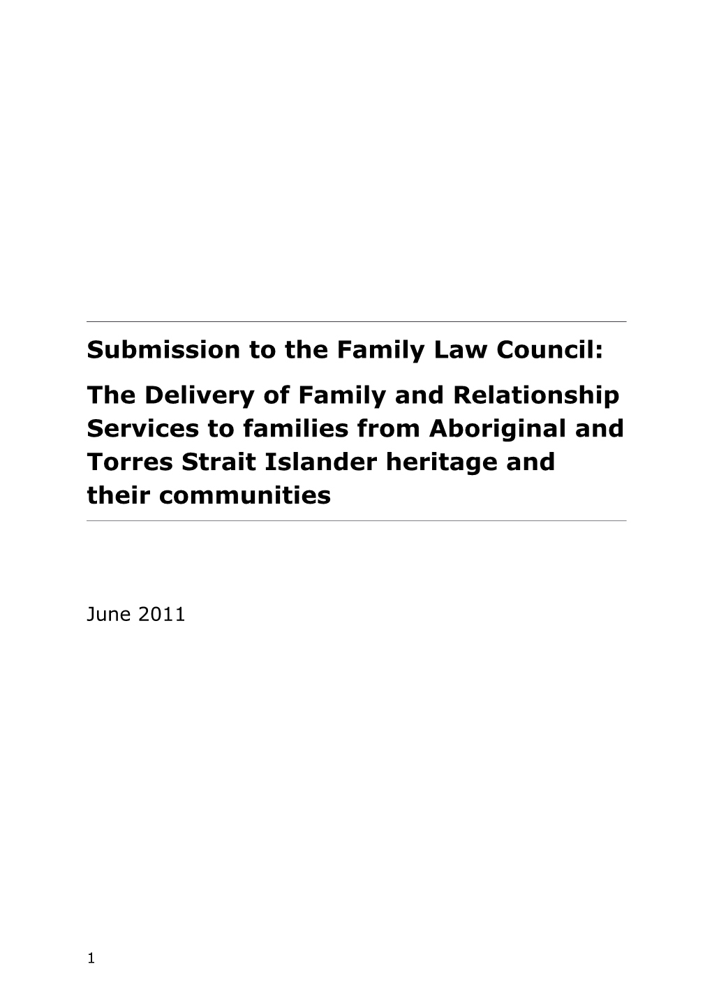 Family Relationship Services Australia (FRSA) Submission to Indigenous Reference