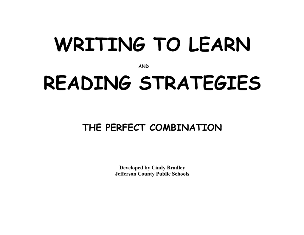 WRITING to LEARN and READING STRATEGIES