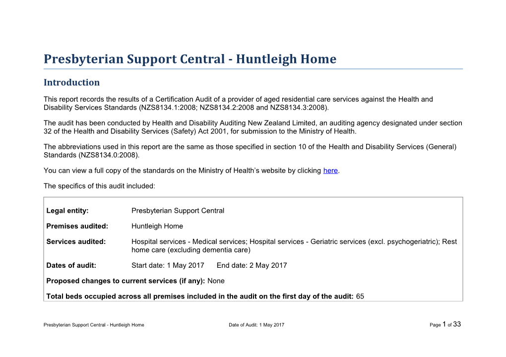 Presbyterian Support Central - Huntleigh Home