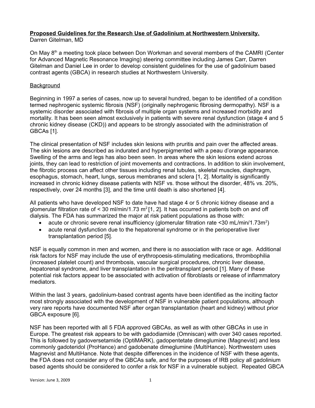 Proposed Guidelines for the Research Use of Gadolinium at Northwestern University