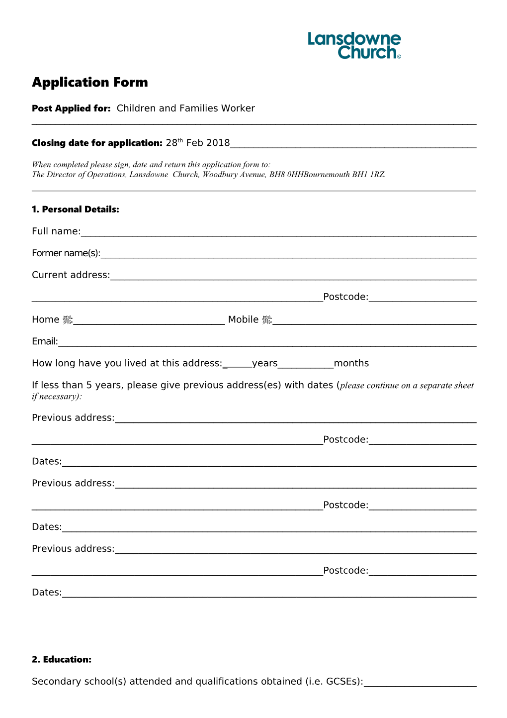 Romania Application Form