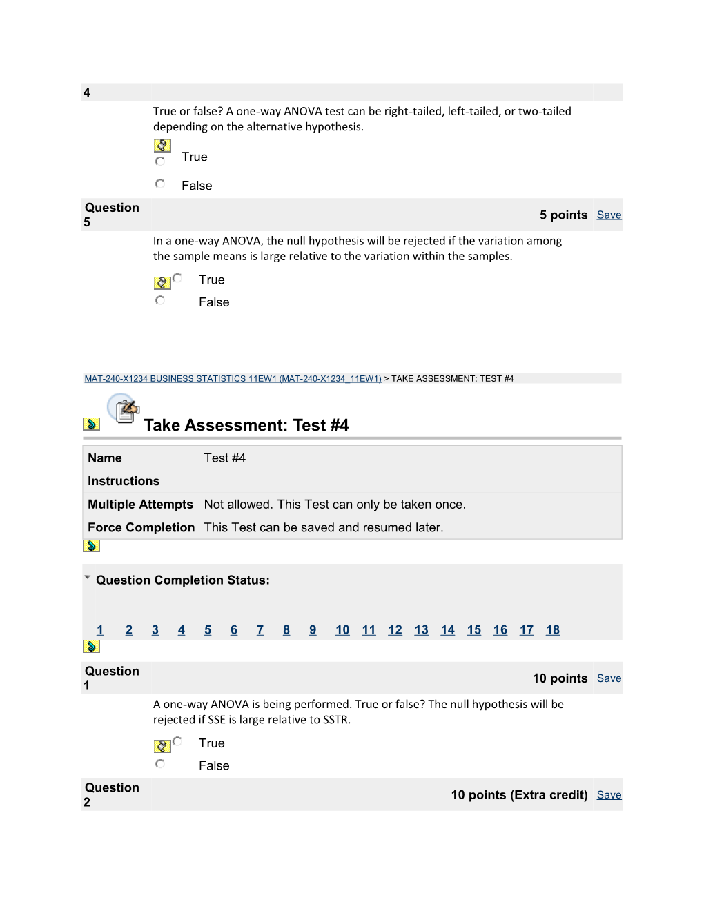 Take Assessment: Test #4