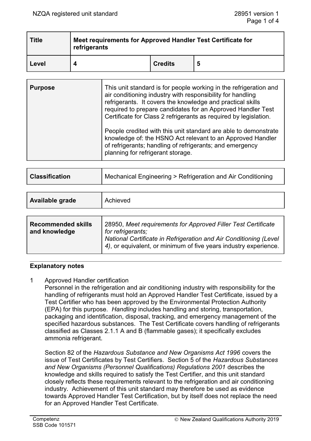 28951 Meet Requirements for Approved Handler Test Certificate for Refrigerants