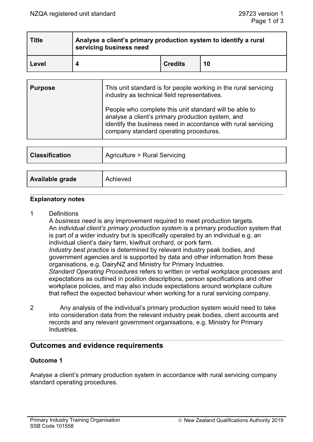 29723 Analyse a Client S Primary Production System to Identify a Rural Servicing Business Need