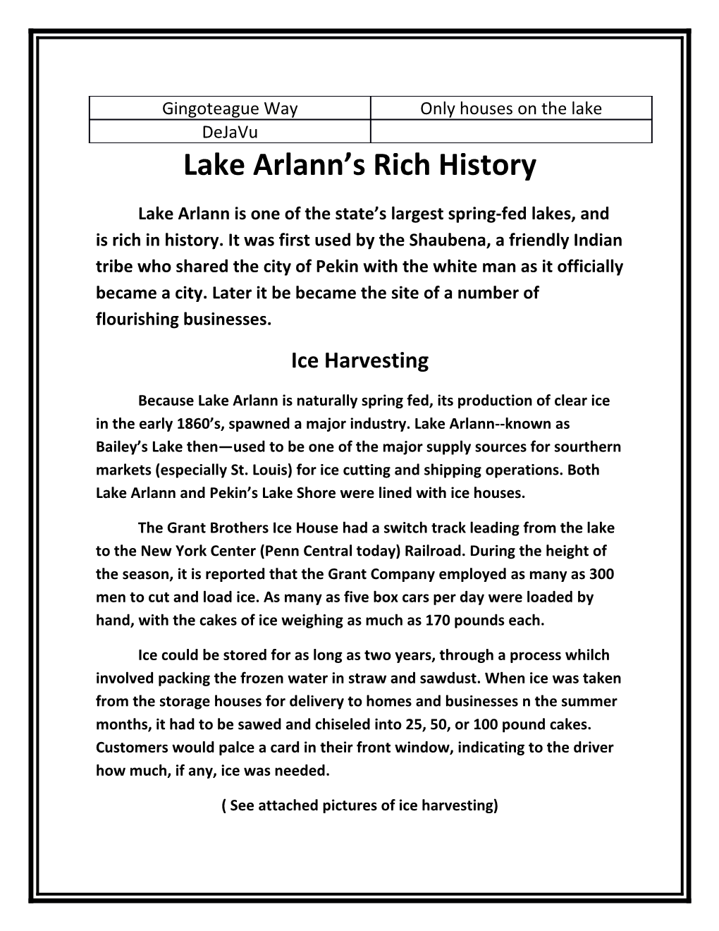 Lake Arlann S Rich History