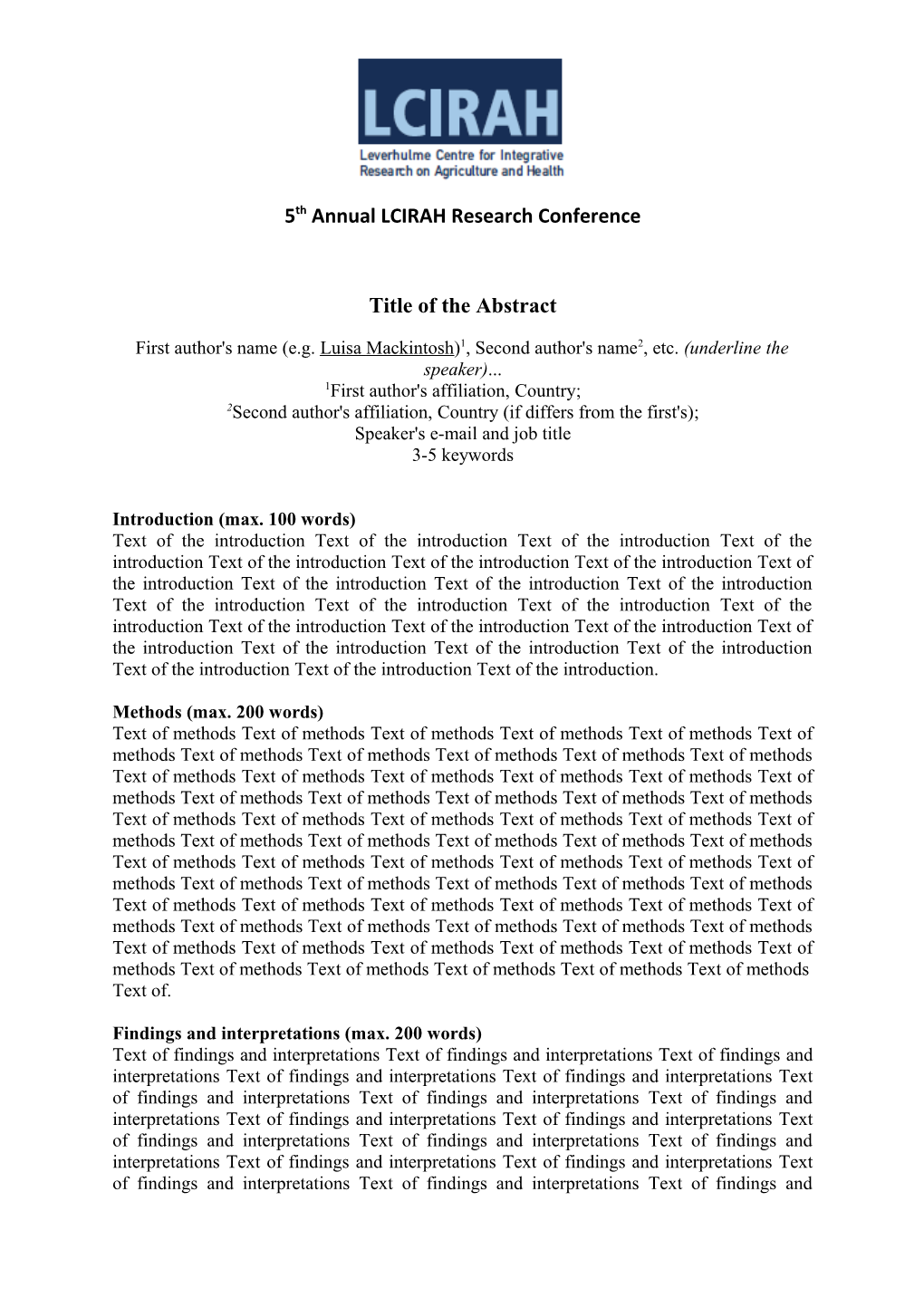 5Th Annual LCIRAH Research Conference