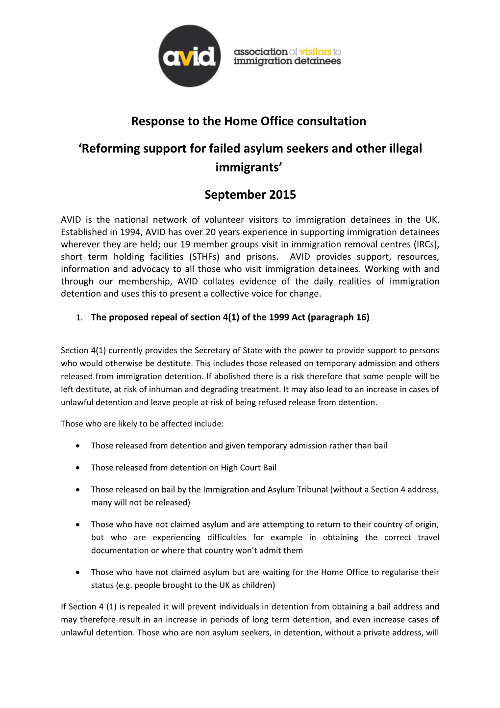 Response to the Home Office Consultation