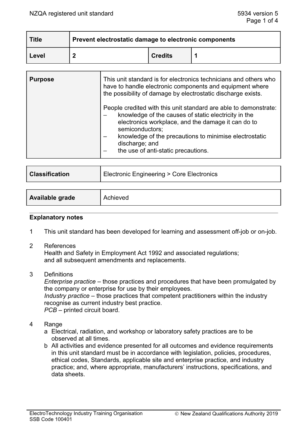 5934 Prevent Electrostatic Damage to Electronic Components