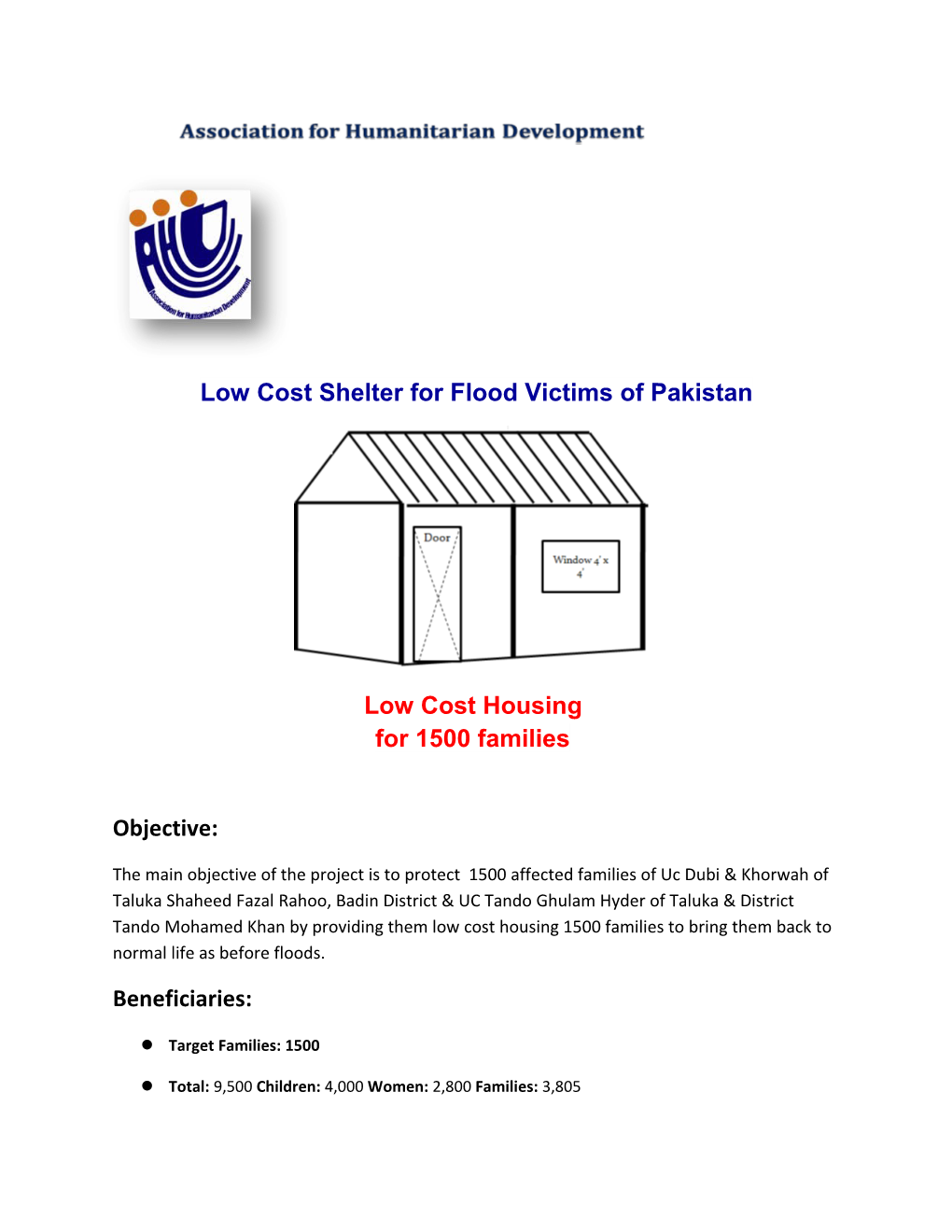 Low Cost Shelter for Flood Victims of Pakistan