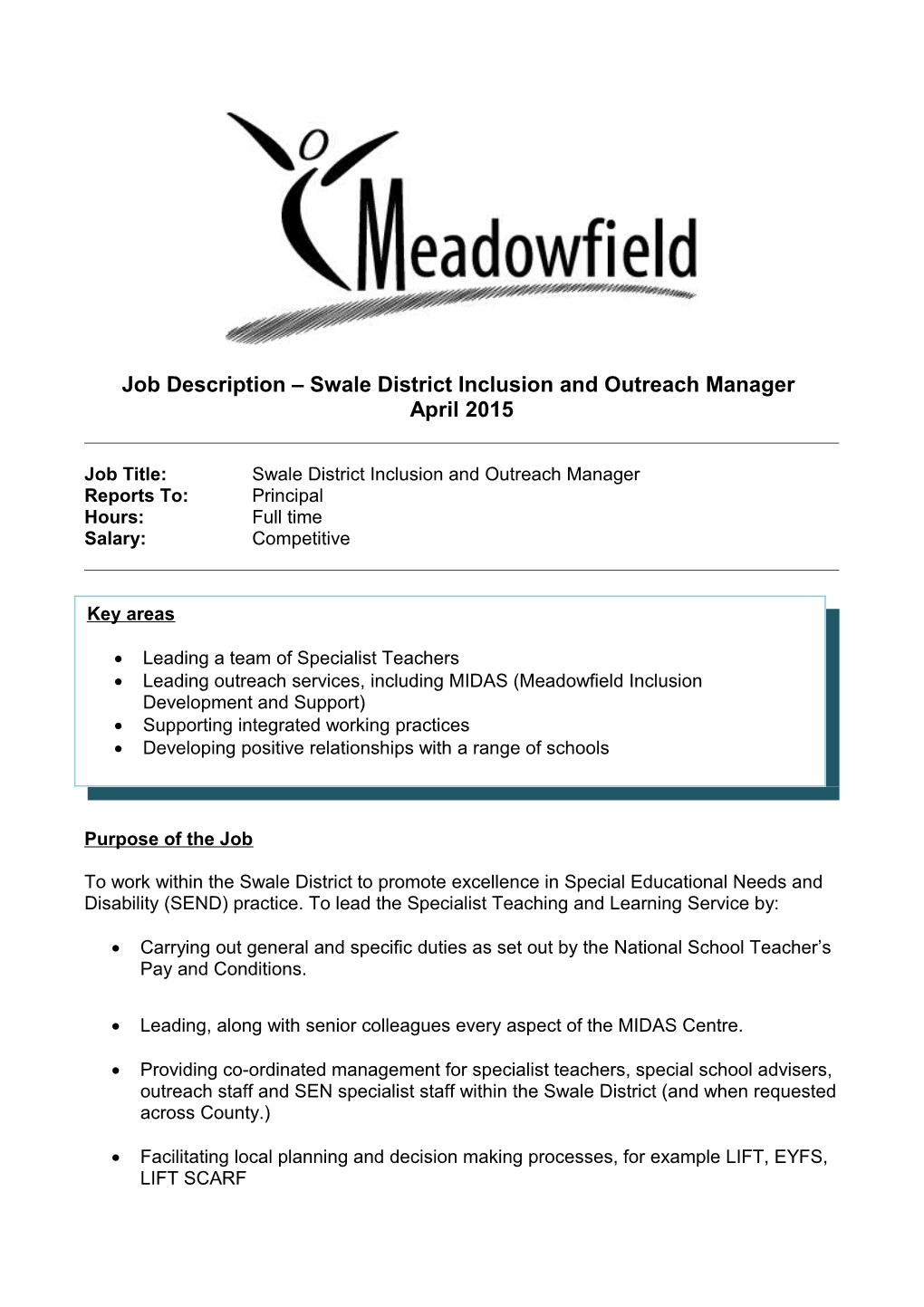 Job Description Swale District Inclusion and Outreach Manager