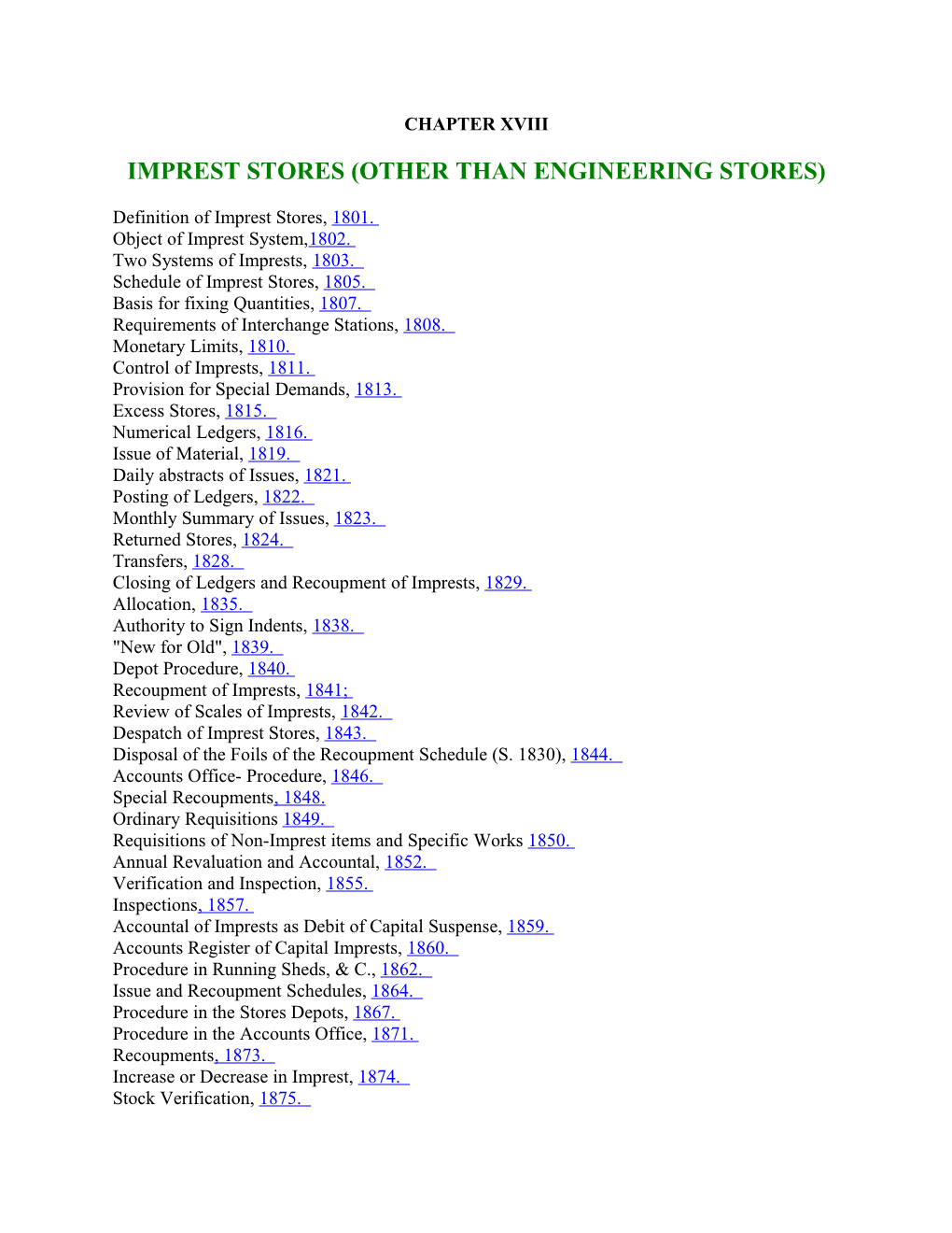 Imprest Stores (Other Than Engineering Stores)