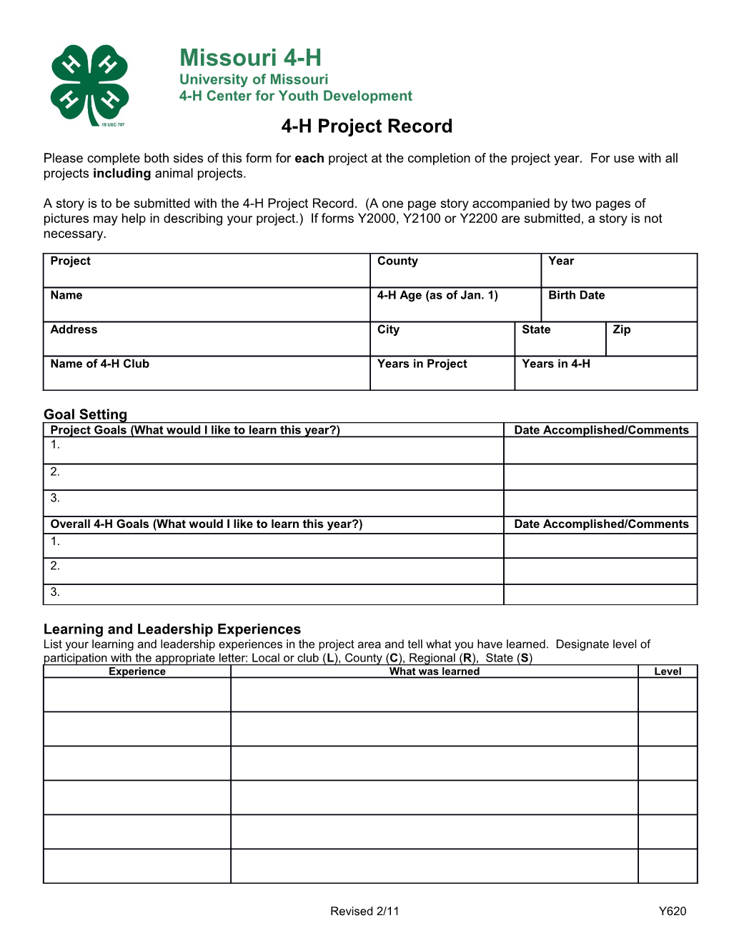 The Missouri Project Record