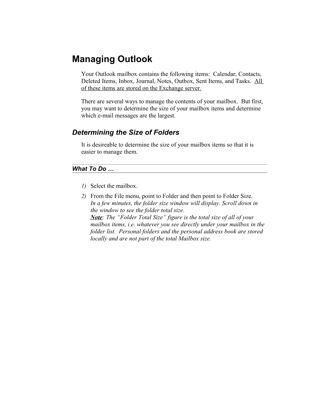Technical Trainingoutlook 97 Managing Outlook