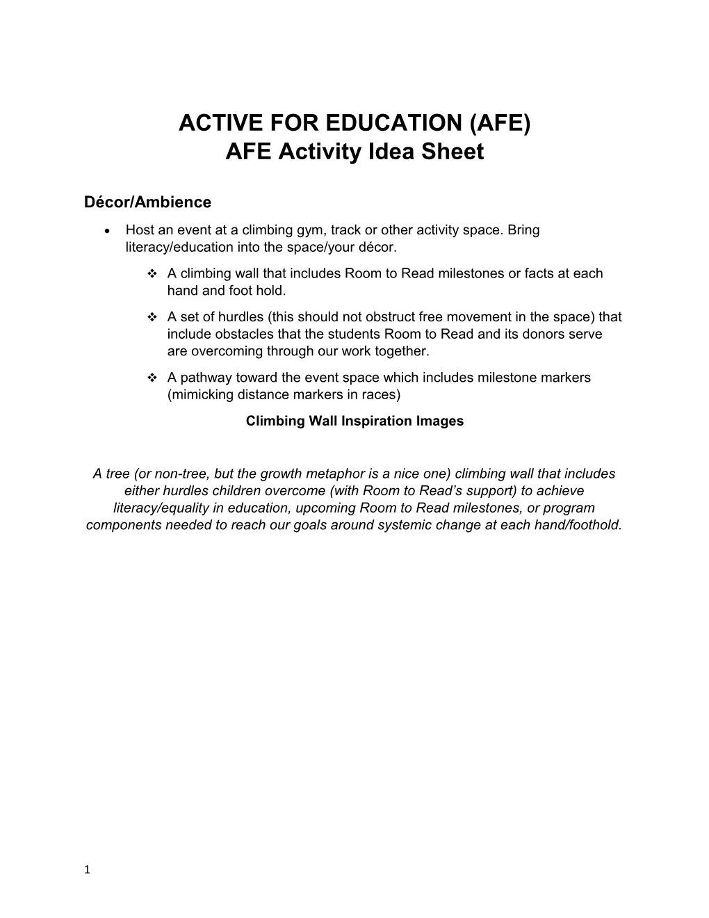Active for Education (Afe)