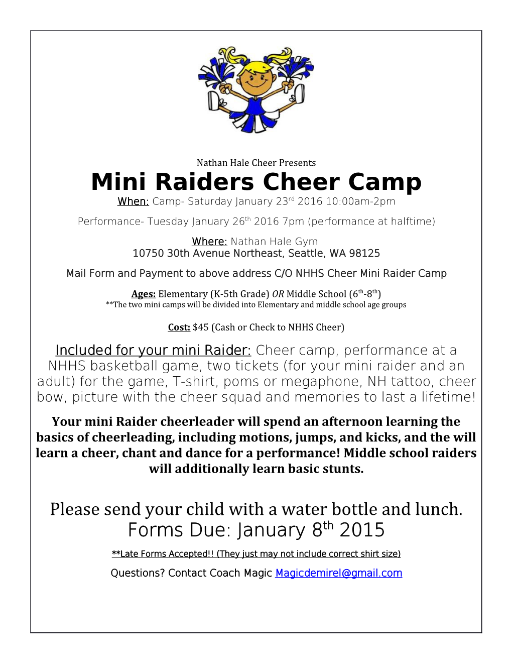 Mini Raiders Cheer Camp
