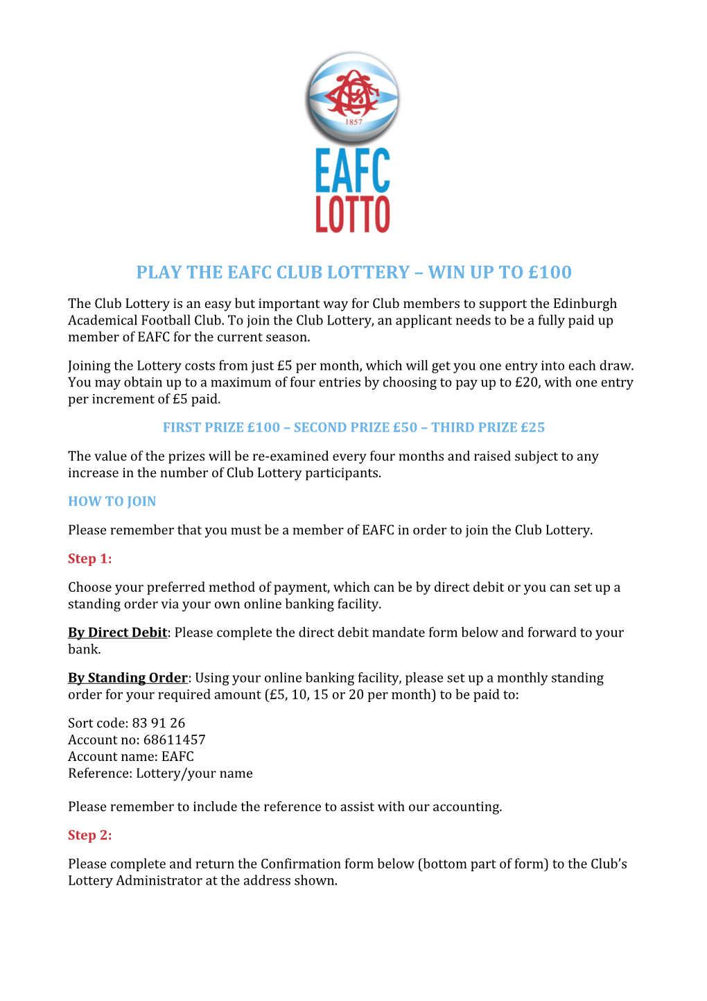 Play the Eafc Club Lottery Win up to 100