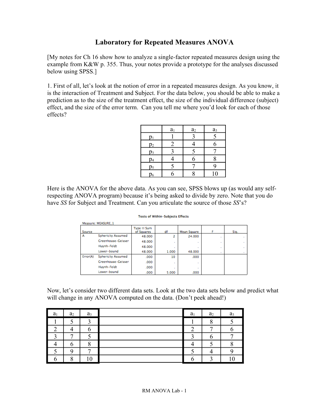 Repeated Measure ANOVA Worksheet