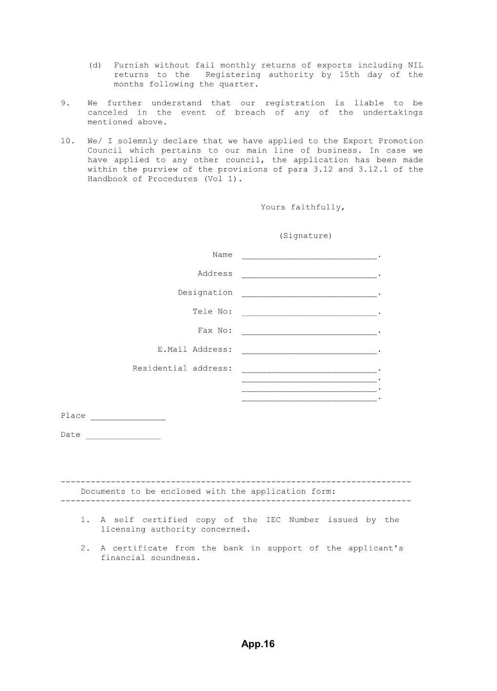 Form of Application for Registration Cum Membership With