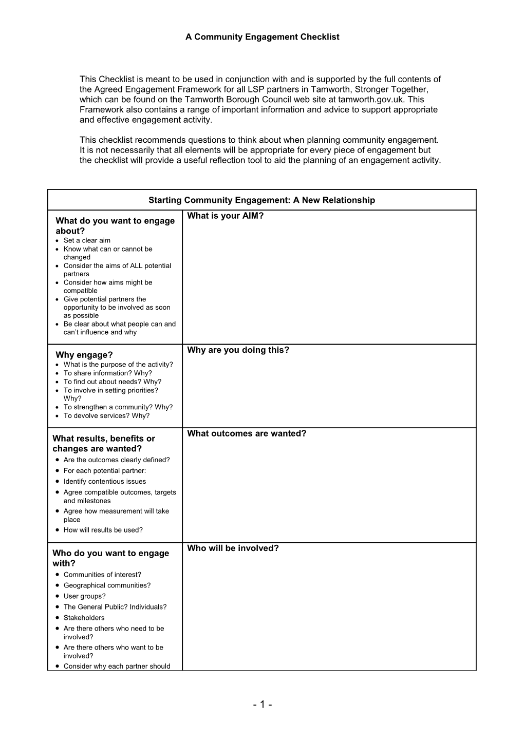 A Community Engagement Checklist