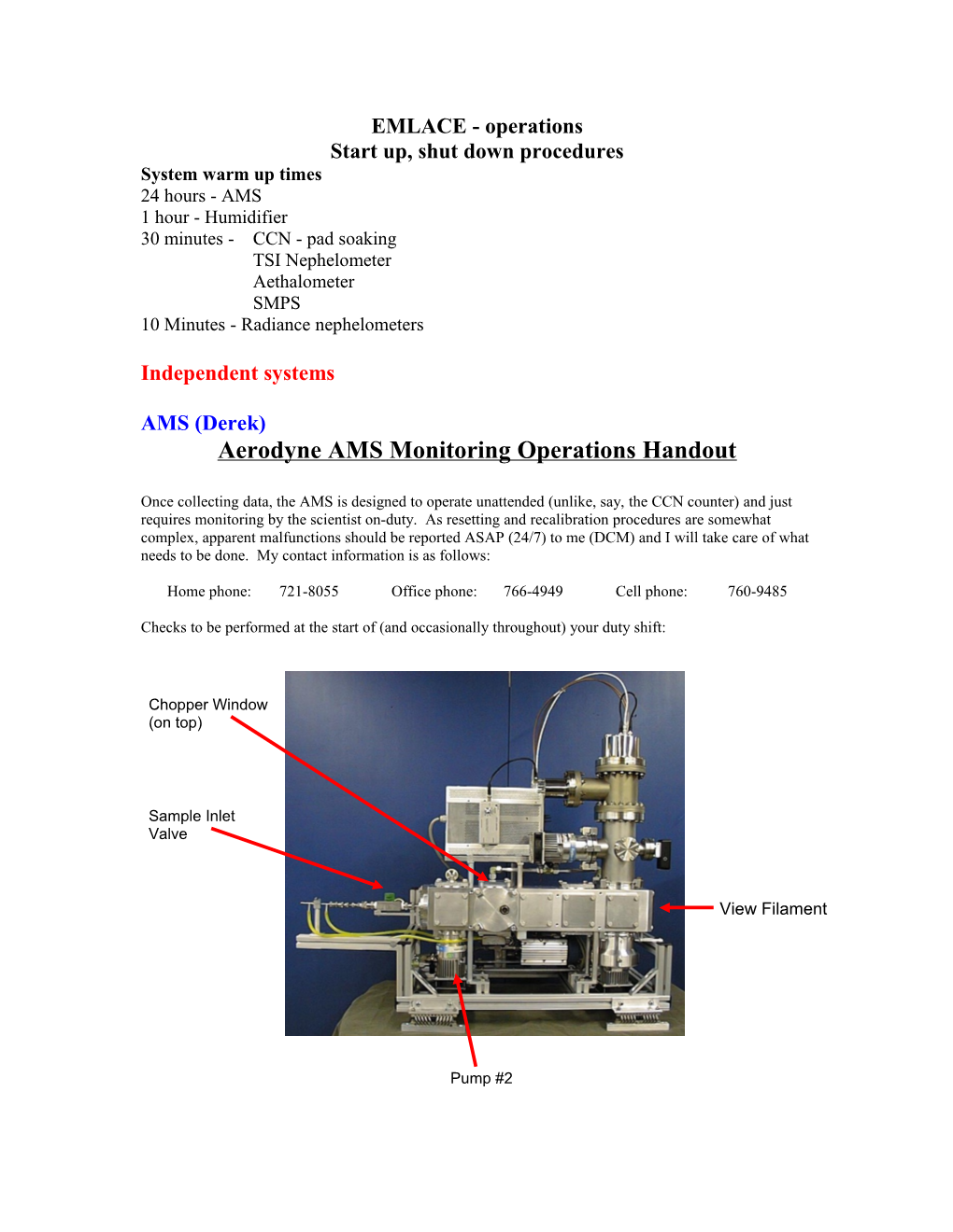 Start Up, Shut Down Procedures