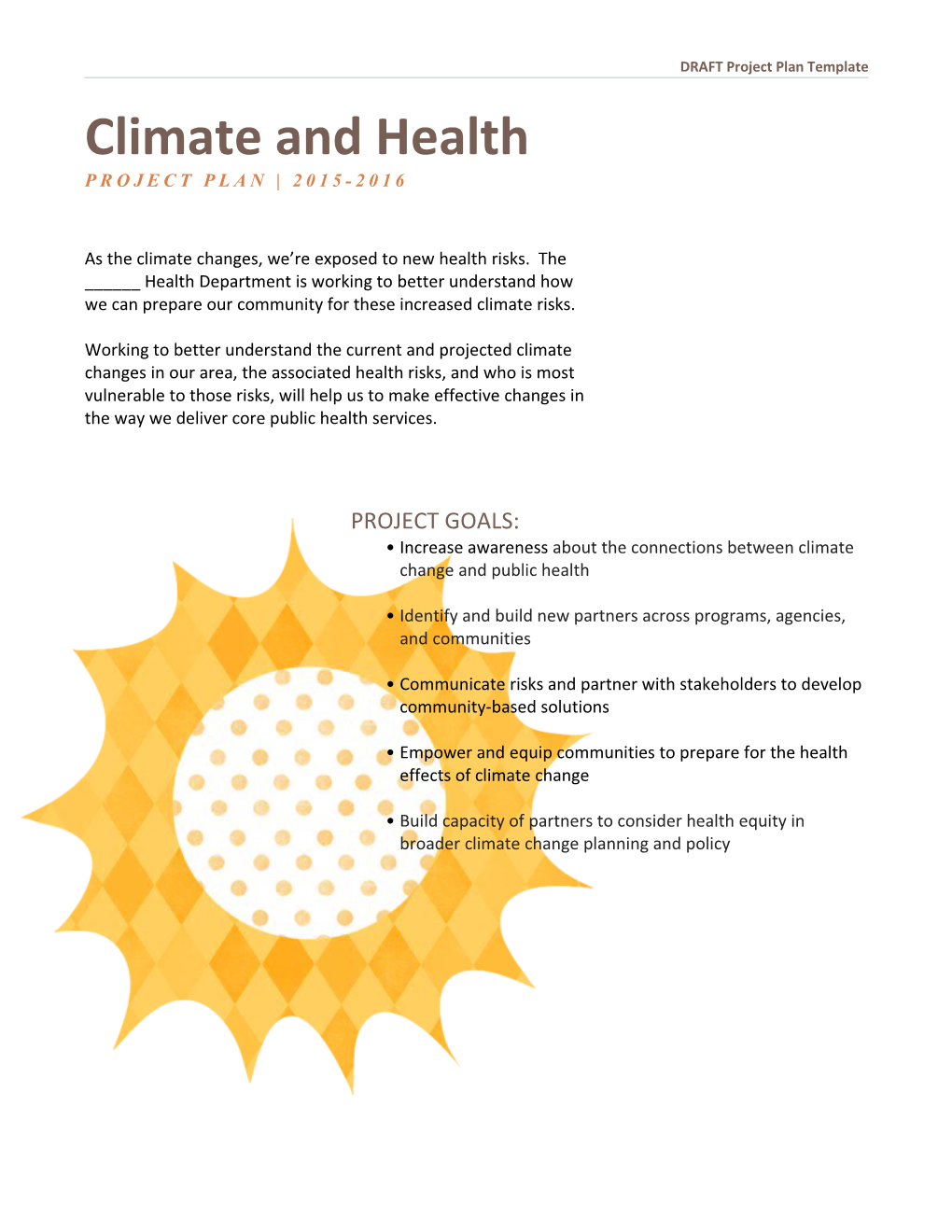Climate and Health Project Plan Template