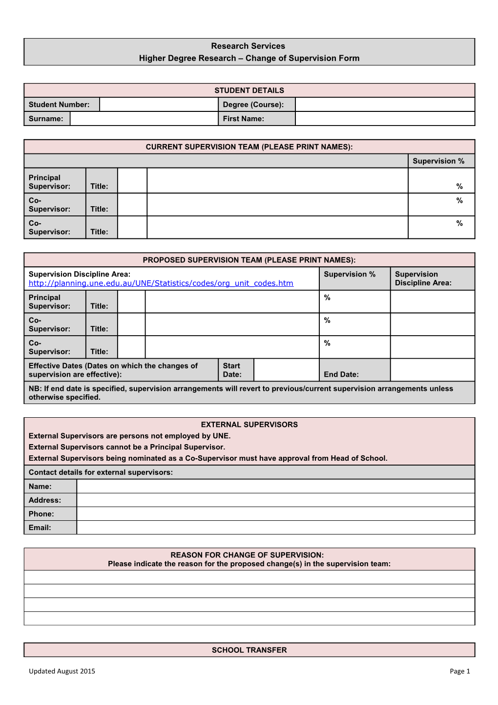 The Completed Form Can Be Submitted Via the Askune HDR Student Interface