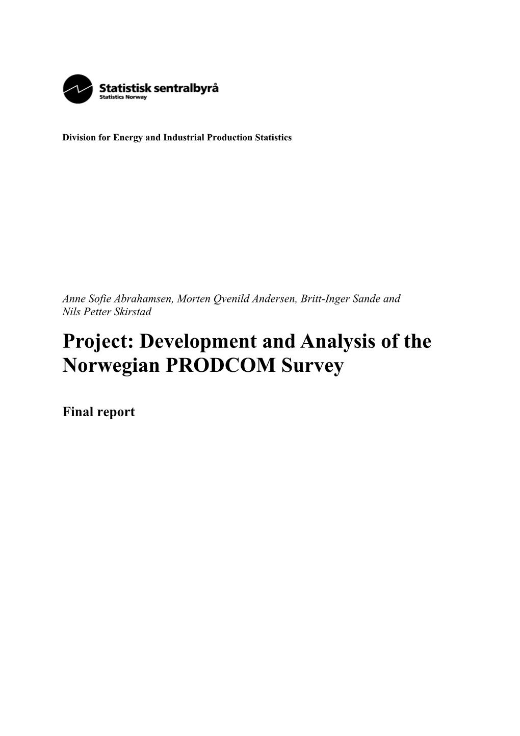 Division for Energy and Industrial Production Statistics