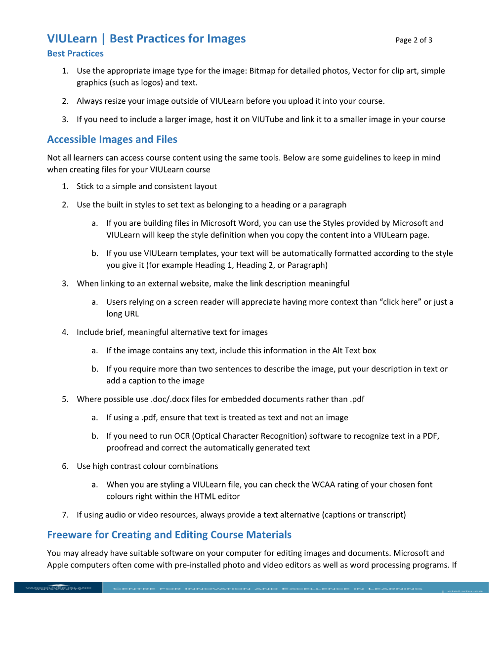 Viulearn Best Practices for Images Page 1 of 3