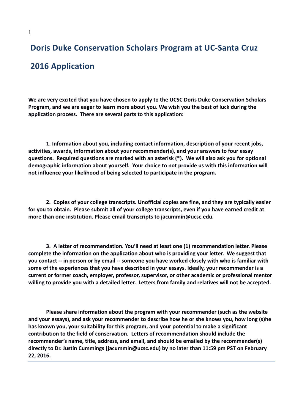 Doris Duke Conservation Scholars Program at UC-Santa Cruz