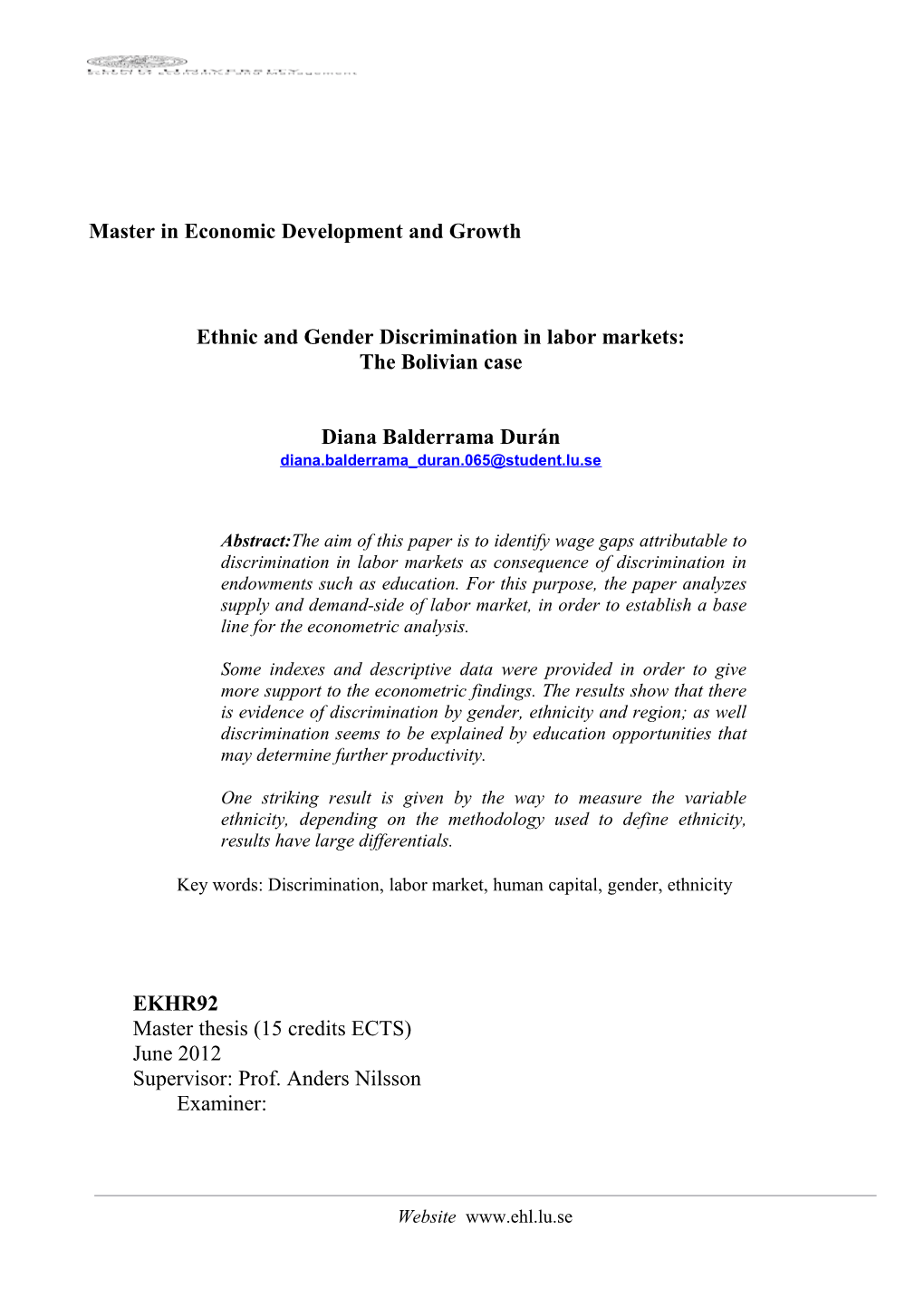 Master in Economic Development and Growth